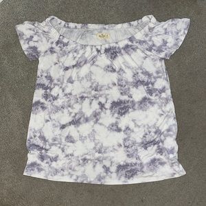 Hollister gray and white tie dye off the shoulder